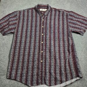 Links Edition Mens Striped Short Sleeve Button Up Shirt XL Cotton Casual